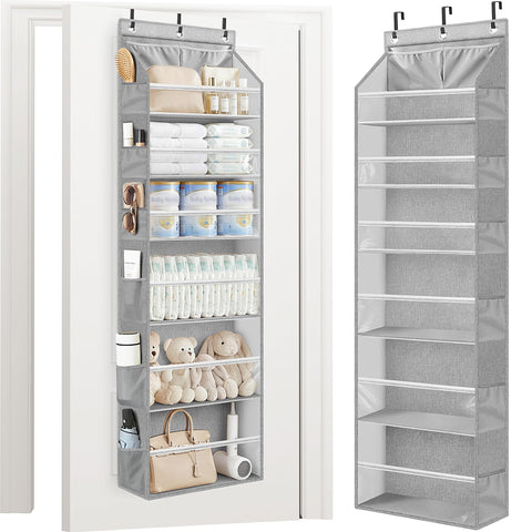 STORAGE MANIAC front view showing six shelves and 14 pockets for visible storage