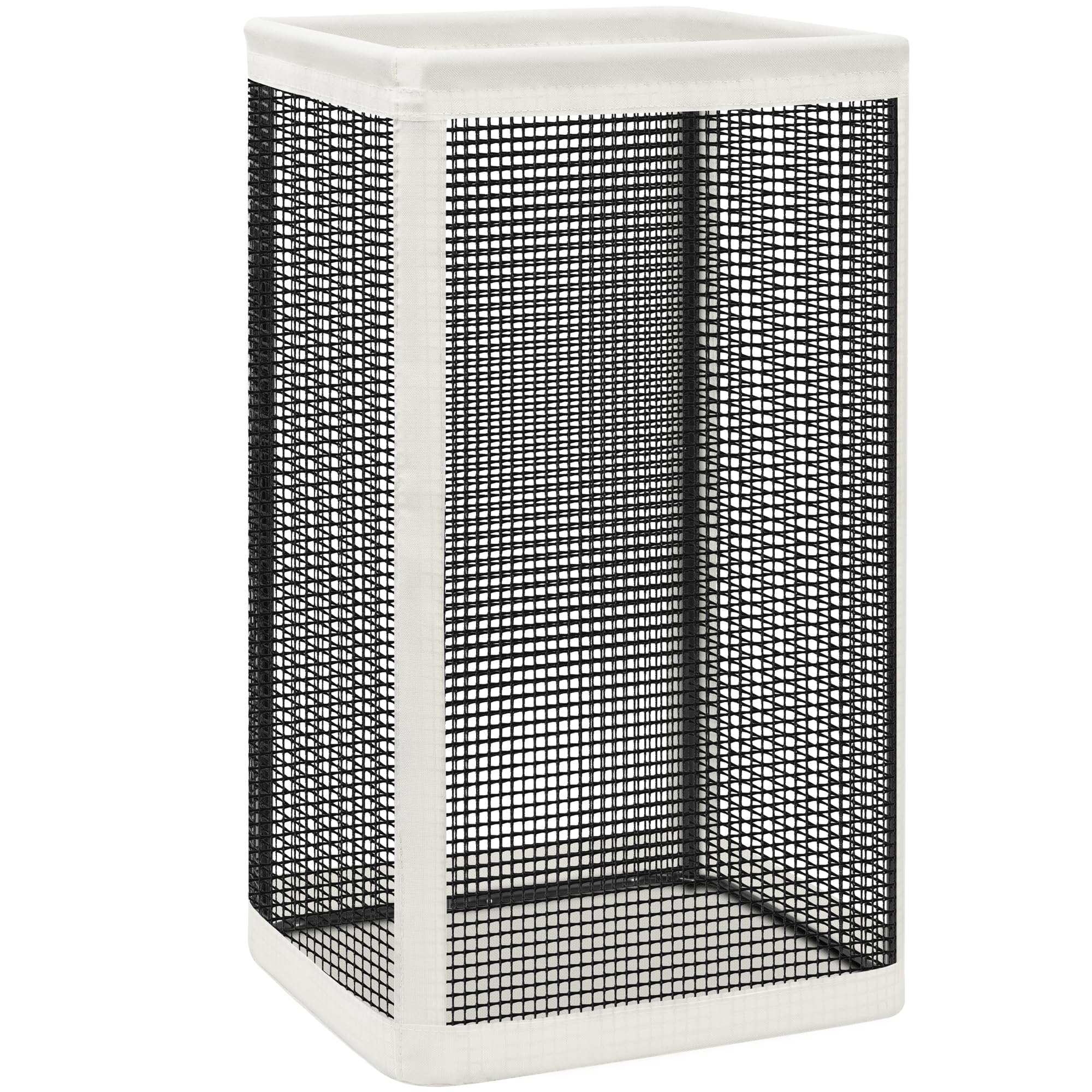 STORAGE MANIAC front view showing tall hamper and space-saving benefit