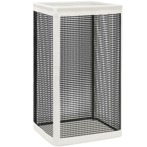 STORAGE MANIAC front view showing tall hamper and space-saving benefit