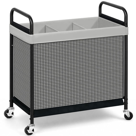 STORAGE MANIAC front view of rolling hamper showing organized sorting benefit