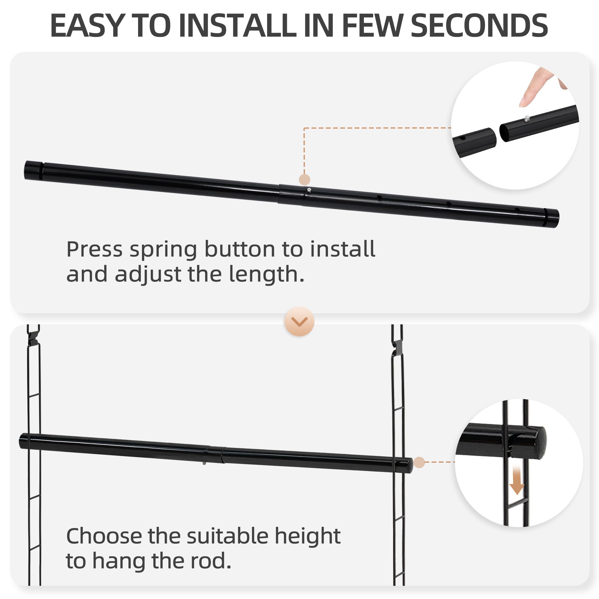 STORAGE MANIAC showing height adjustment positions to maximize vertical storage benefit