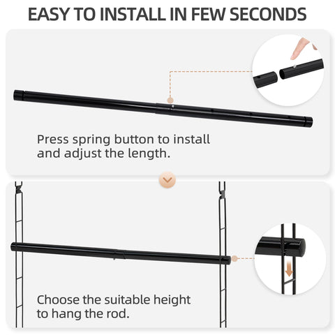 STORAGE MANIAC showing height adjustment positions to maximize vertical storage benefit