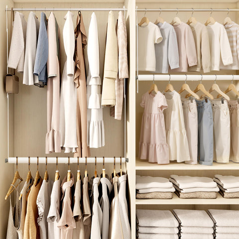 STORAGE MANIAC in a child’s closet showing lower reachable height