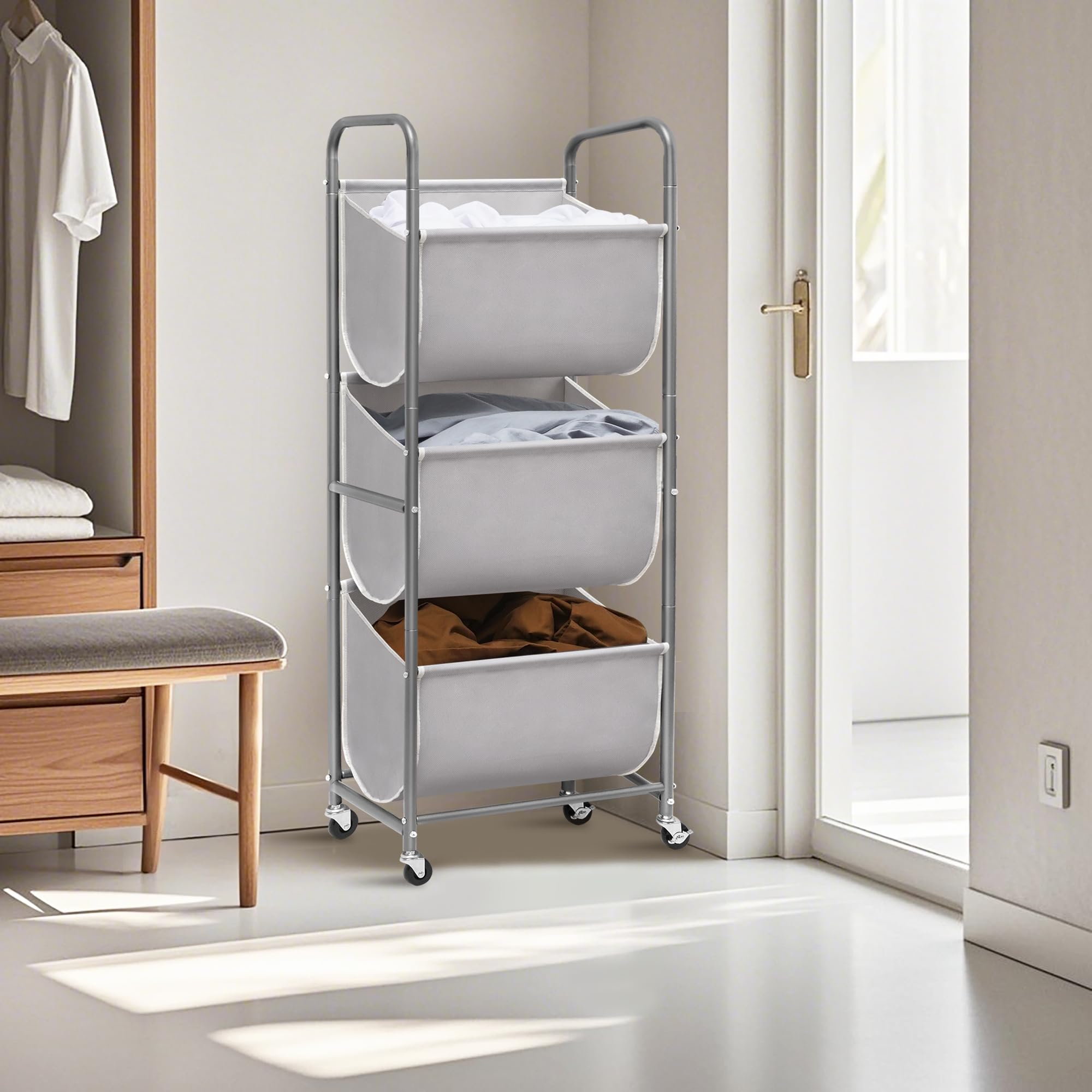 STORAGE MANIAC in dorm room showing vertical sorter improving room tidy and workflow benefit