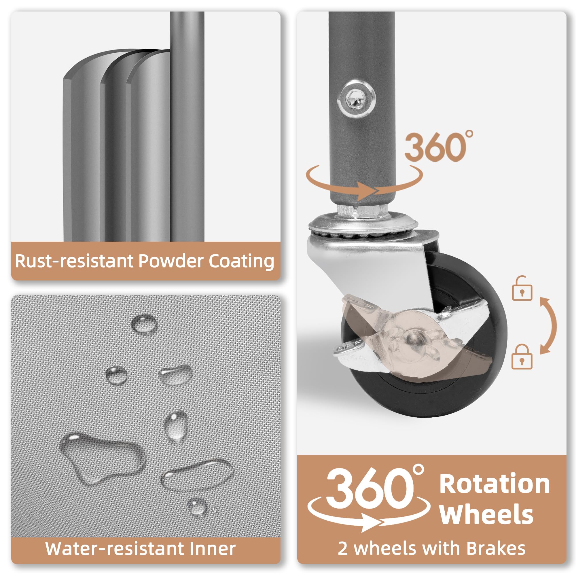 STORAGE MANIAC lockable casters under frame for stable parking and easy mobility benefit