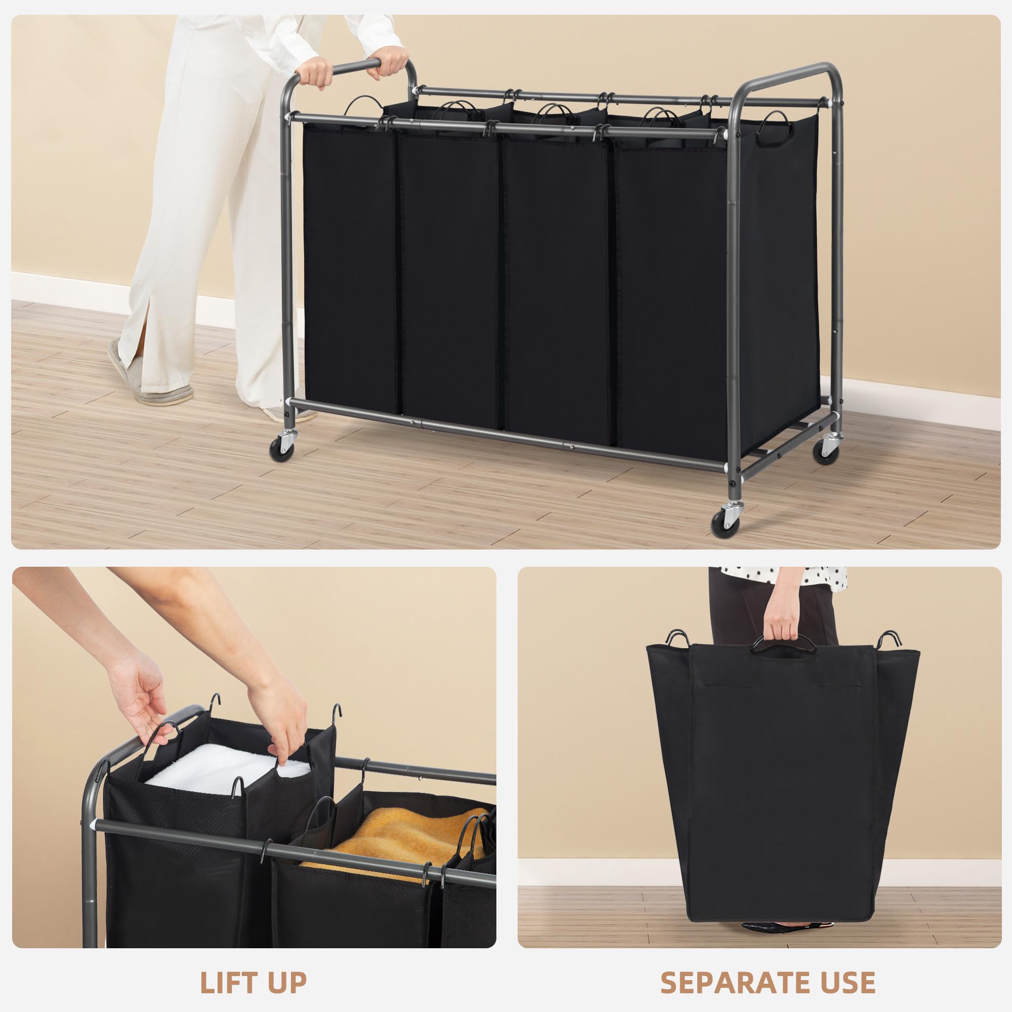 STORAGE MANIAC removable bag lifted by metal handles for convenient transport