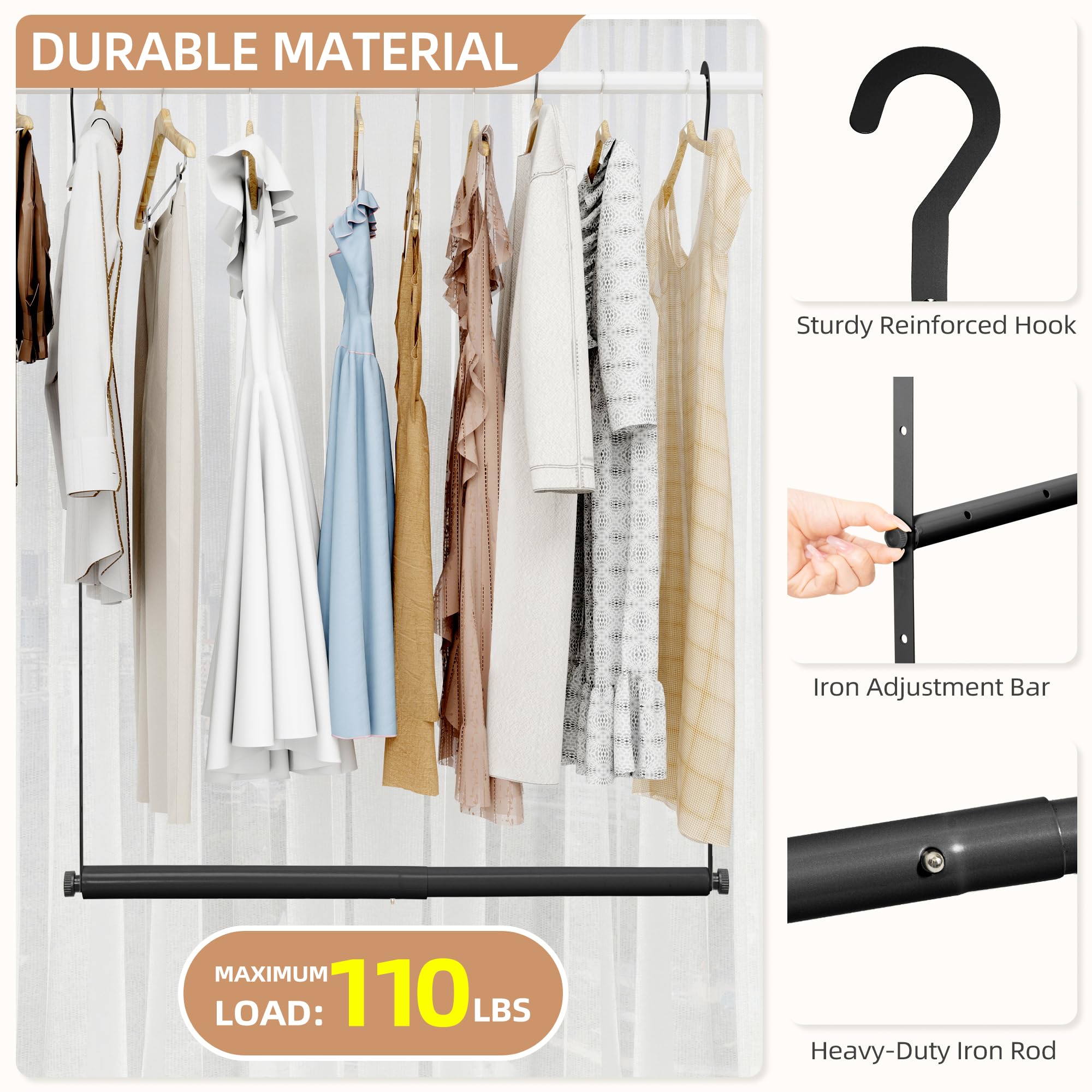 STORAGE MANIAC folded rod compact for small closets, space-saving benefit