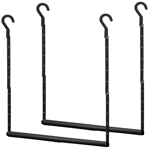 STORAGE MANIAC front packaging showing two black adjustable rods, easy setup benefit