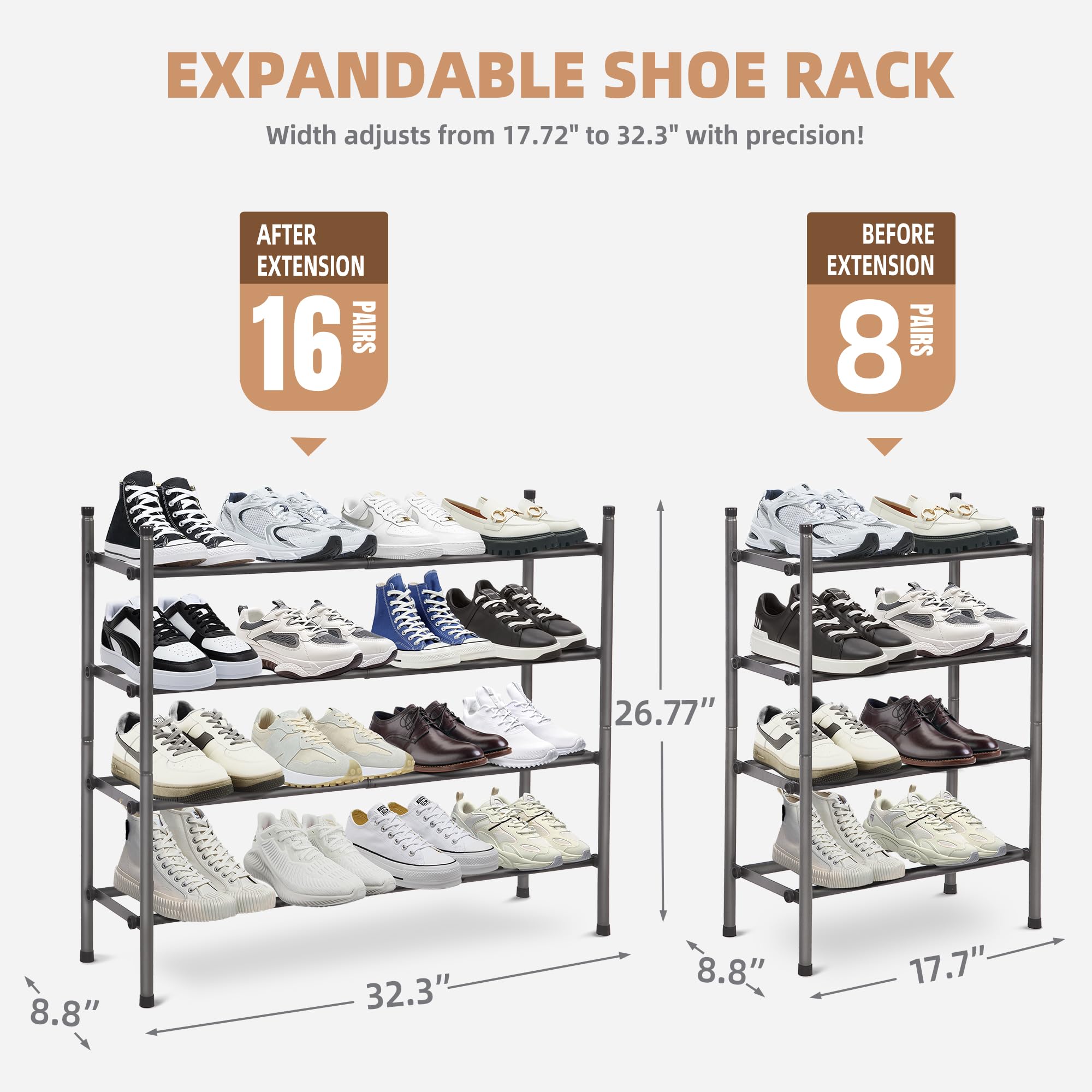 STORAGE MANIAC side profile expanded to demonstrate adjustable width advantage