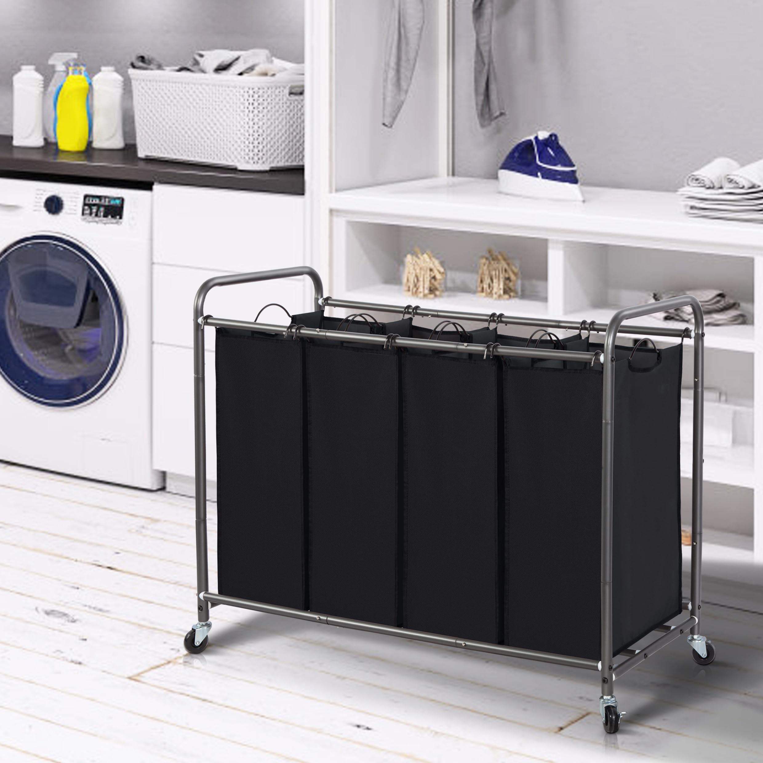 STORAGE MANIAC top view with sorted clothes illustrating efficient organization