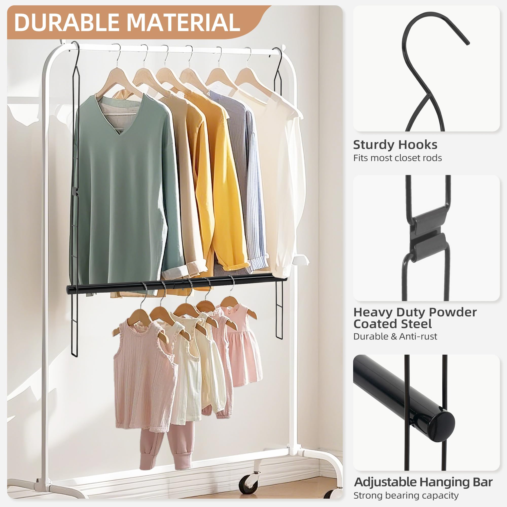 STORAGE MANIAC demonstration of width adjustment illustrating expandability to fit various closets