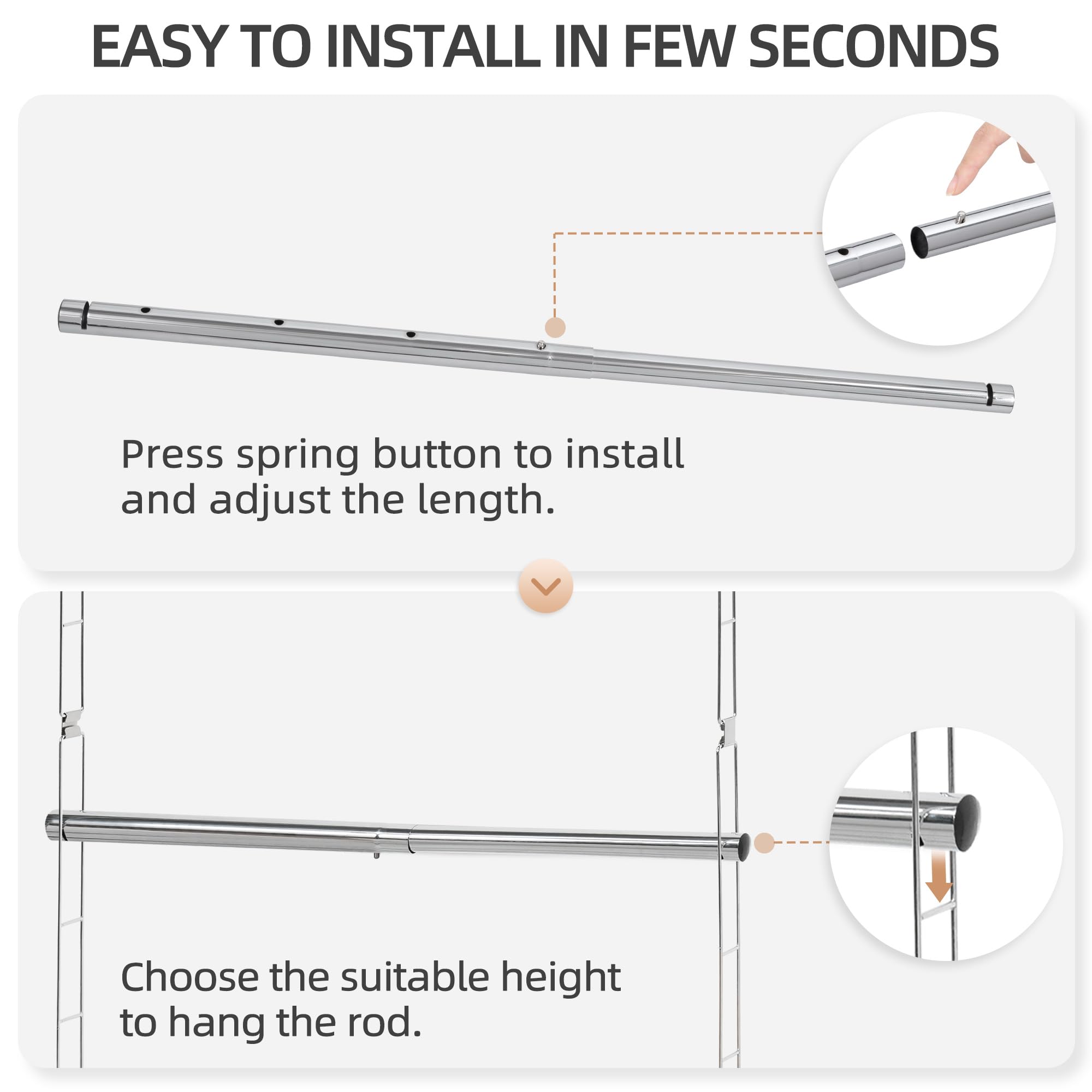 STORAGE MANIAC width extension measured fitting different closet sizes