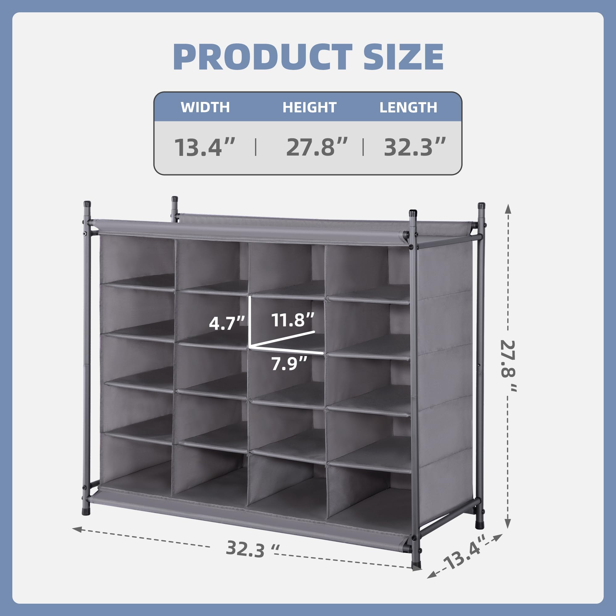 STORAGE MANIAC organizer filled with shoes in an entryway for tidy storage