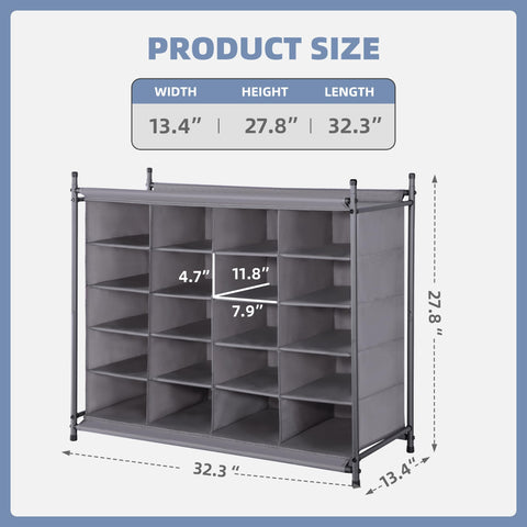 STORAGE MANIAC organizer filled with shoes in an entryway for tidy storage