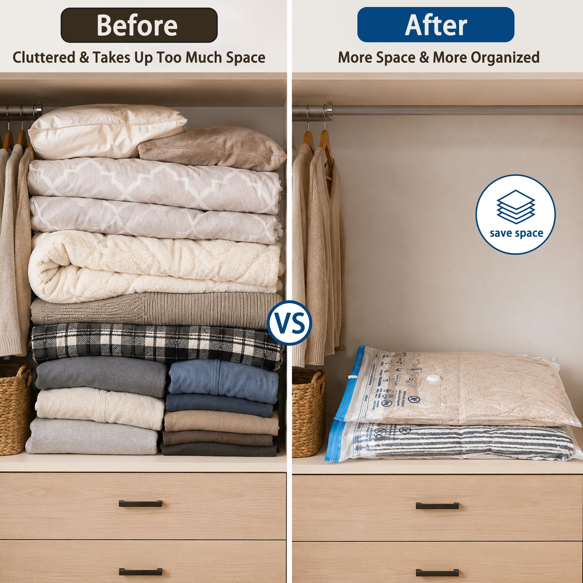 Storage Master bag filled with thick comforter, compresses to free up storage