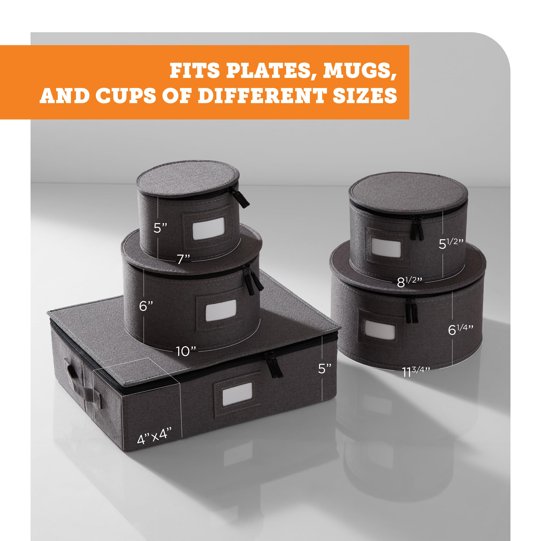 storageLAB size comparison next to a dinner plate for fit guidance