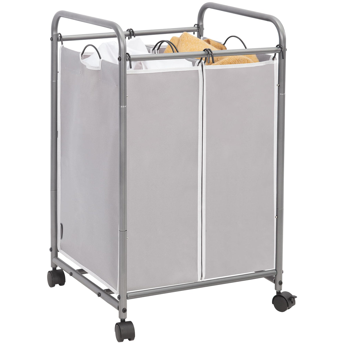 STORAGE MANIAC front view showing two-section sorter and tidy storage benefit
