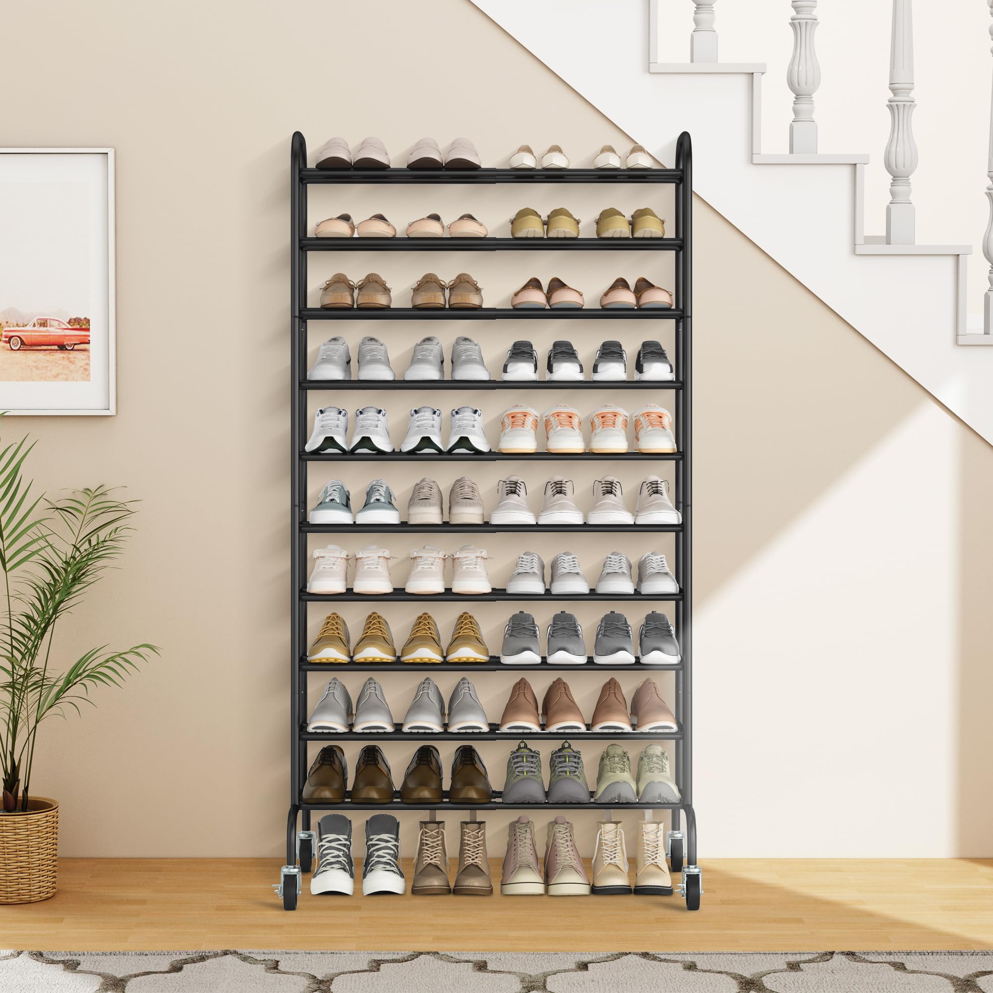 STORAGE MANIAC lifestyle entryway setup presents organized shoes and neat curb appeal
