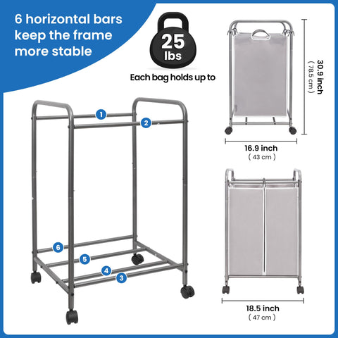 STORAGE MANIAC removable bag lifted by metal handles for easy transport benefit