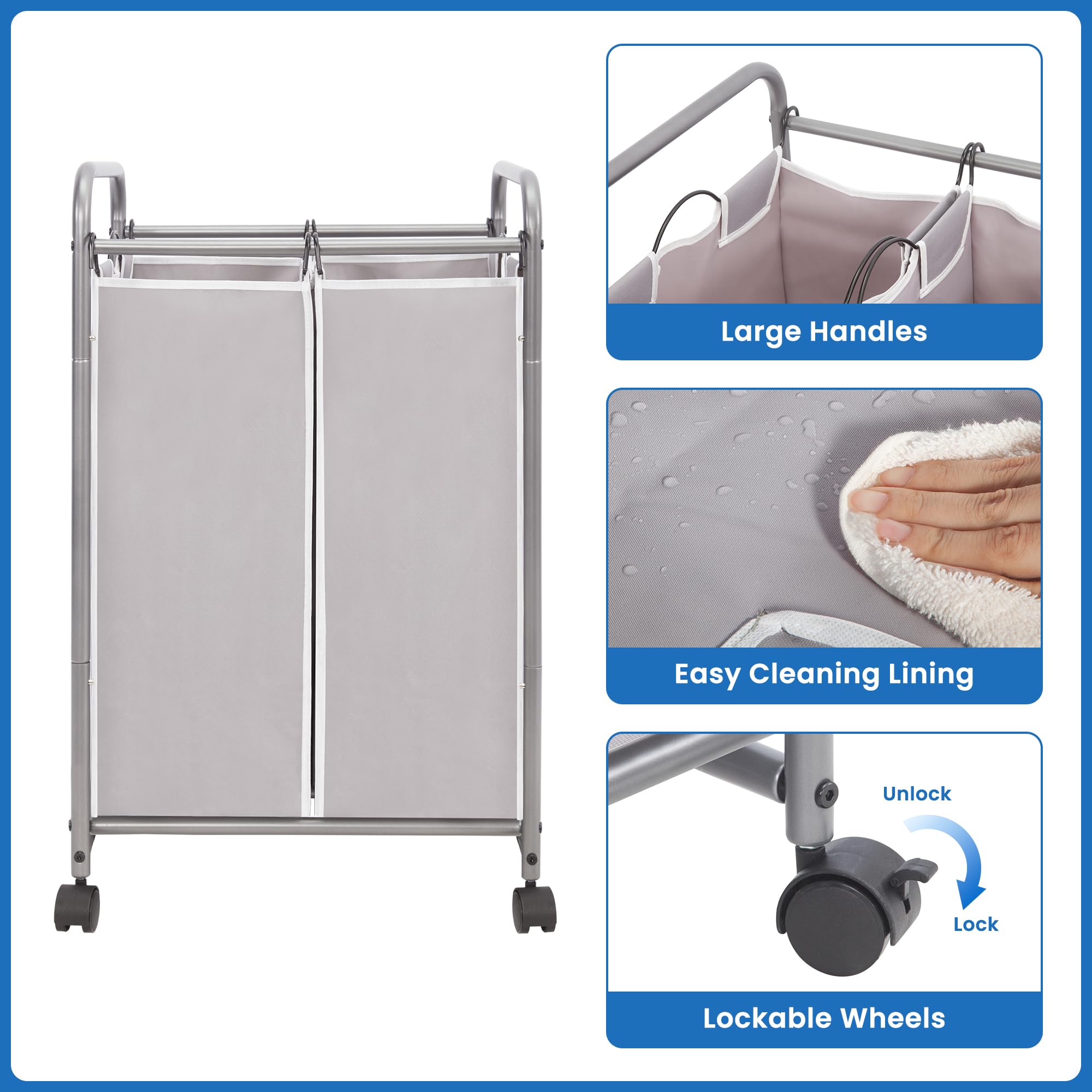 STORAGE MANIAC next to laundry basket showing scale and capacity benefit