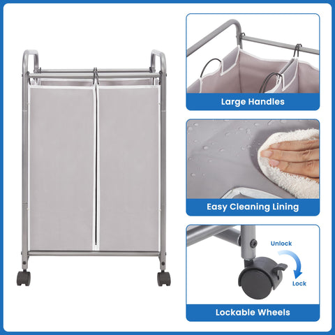 STORAGE MANIAC next to laundry basket showing scale and capacity benefit