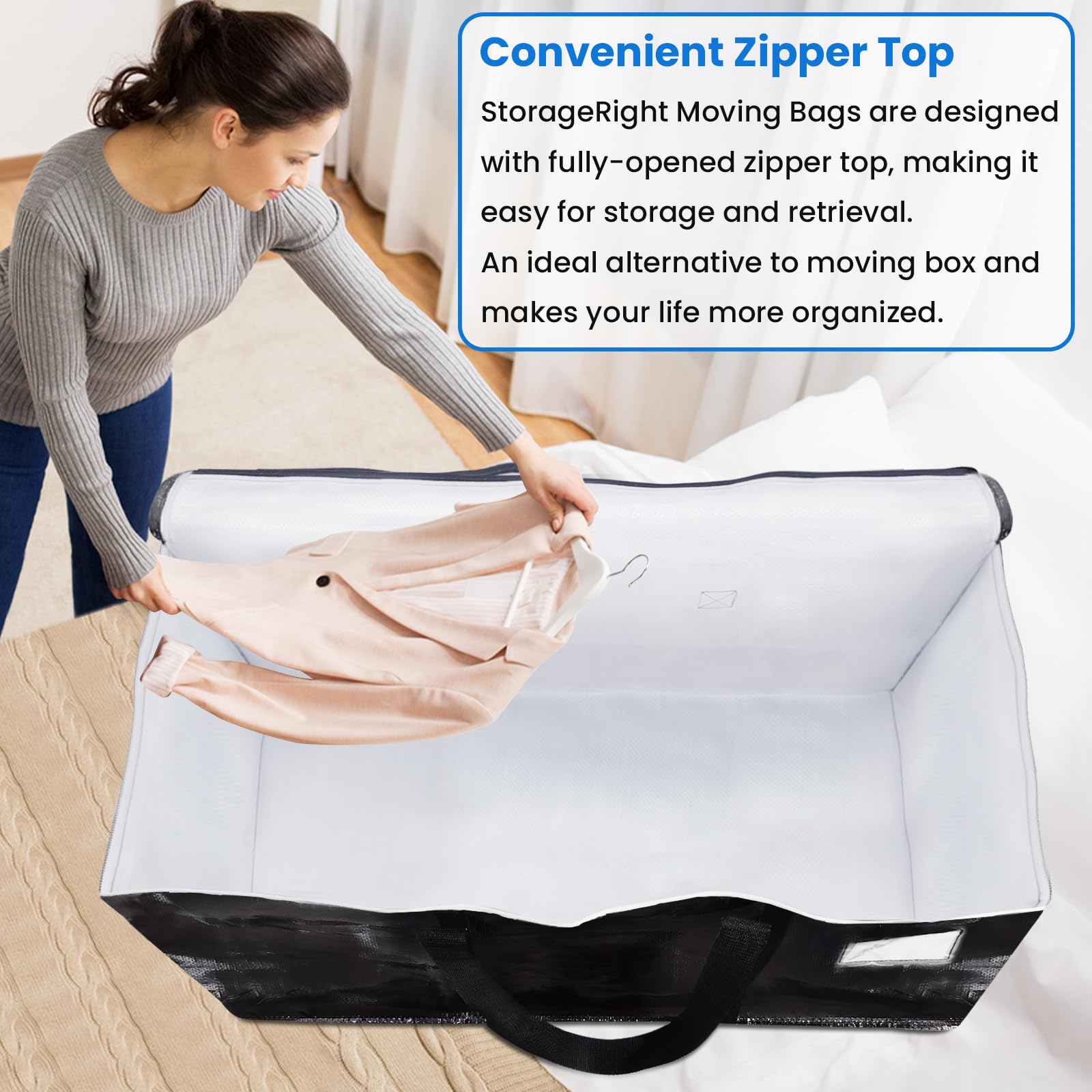 StorageRight collapsed bag folded flat to save storage space