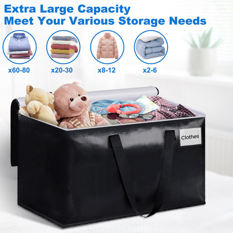 StorageRight filled bag holding bedding to maximize closet organization