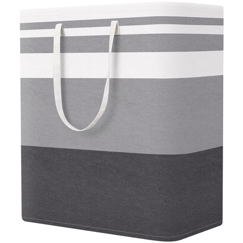 StorageRight front view grey hamper showing roomy 100L capacity and upright stability