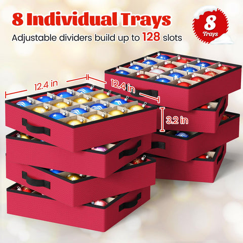 StorageRight open trays filled with ornaments highlighting quick selection advantage