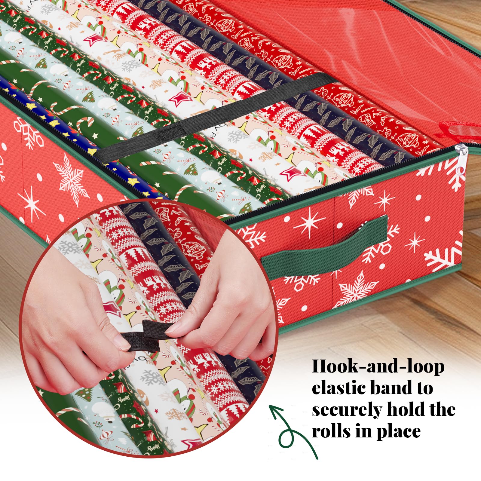 StorageRight snowflake red side handles visible for comfortable carrying between rooms