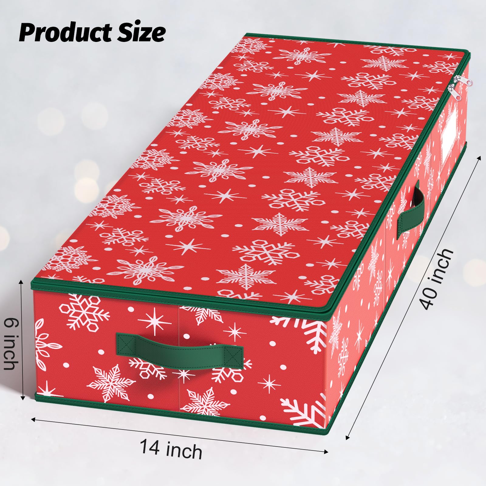 StorageRight snowflake red open top demonstrates dual zippers for quick access and protection
