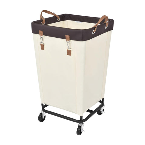 StorageWorks front view of 160L rolling laundry basket showing large capacity benefit