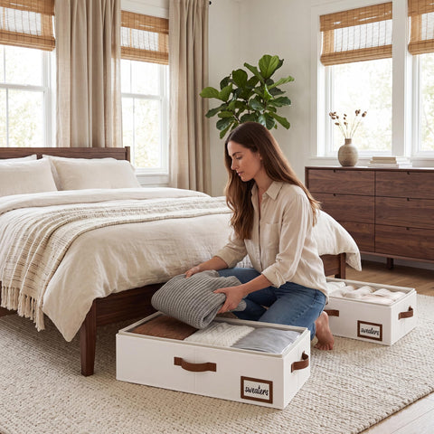 StorageWorks placed in bedroom showcasing tidy, accessible storage benefit