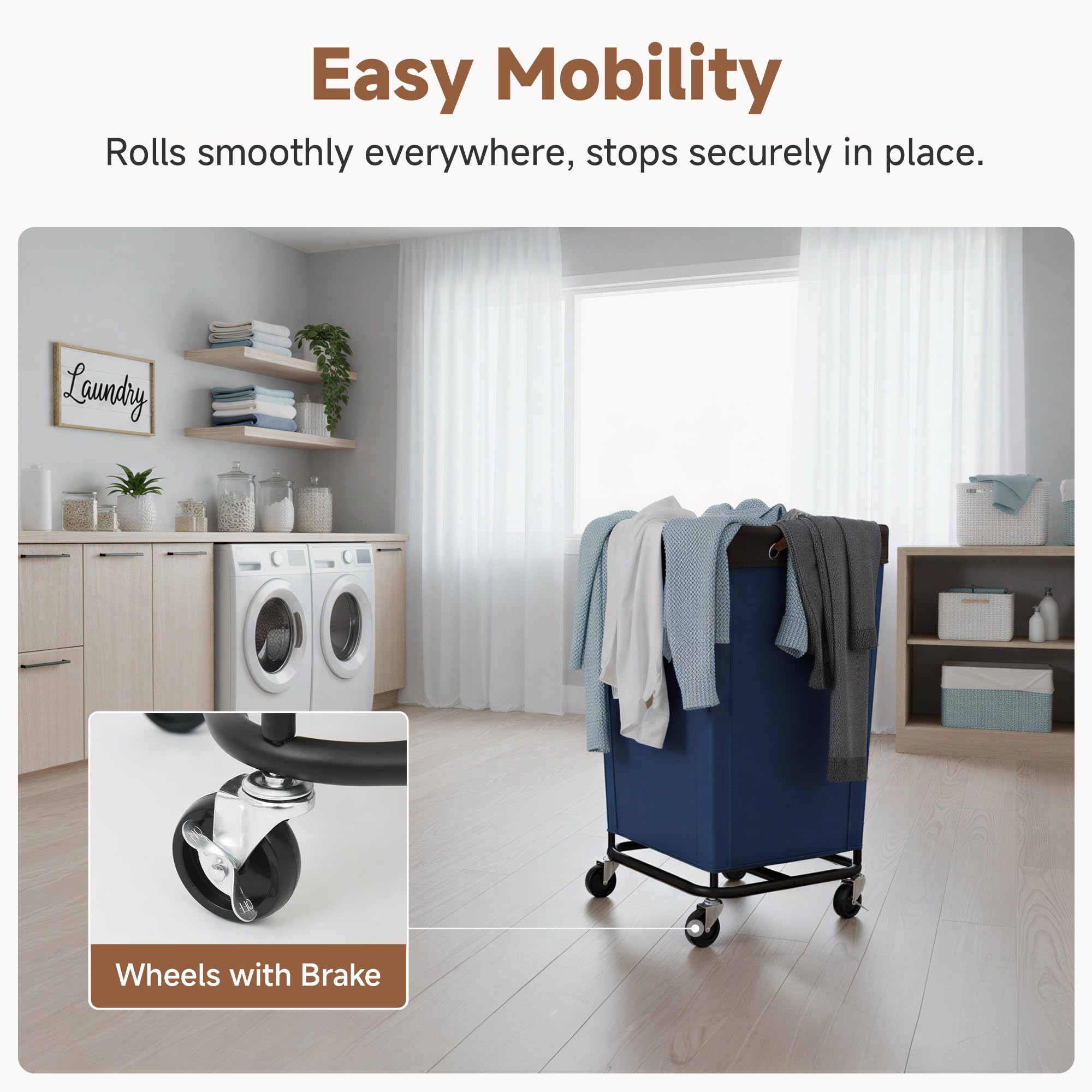 StorageWorks filled laundry basket in bedroom making transport effortless