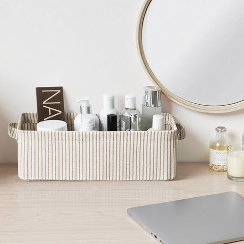 StorageWorks basket folded flat for compact storage and easy seasonal stashing