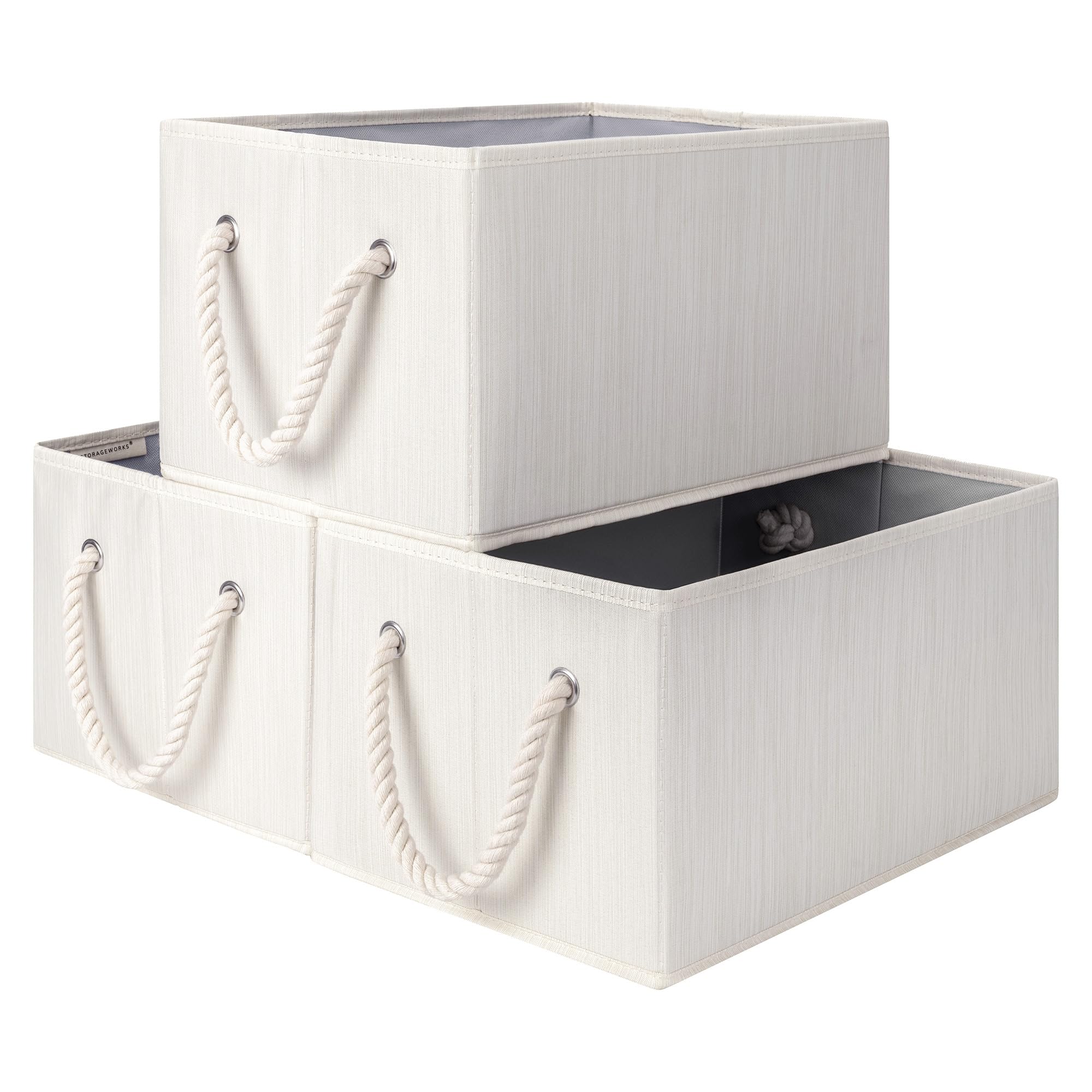 StorageWorks front view of three-pack showing neutral colors and neat styling benefit