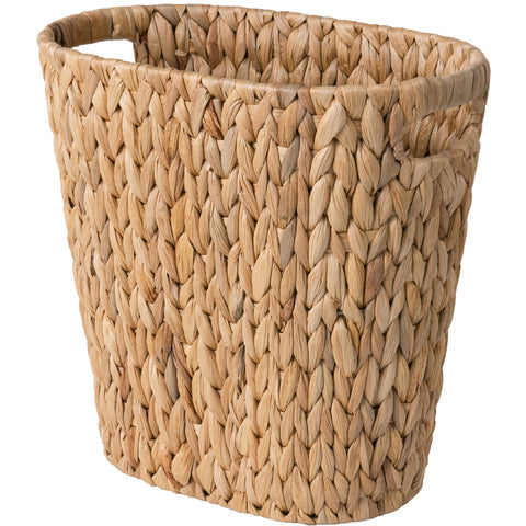 StorageWorks front view of wicker waste basket showing slim profile and style
