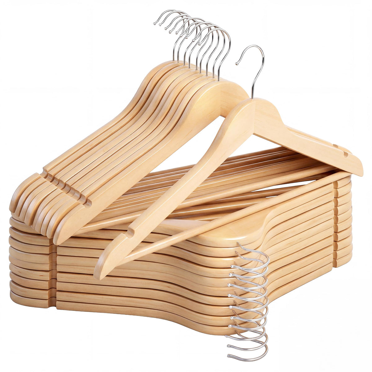 StorageWorks front view of 20-pack hangers showing clean finish and uniform look