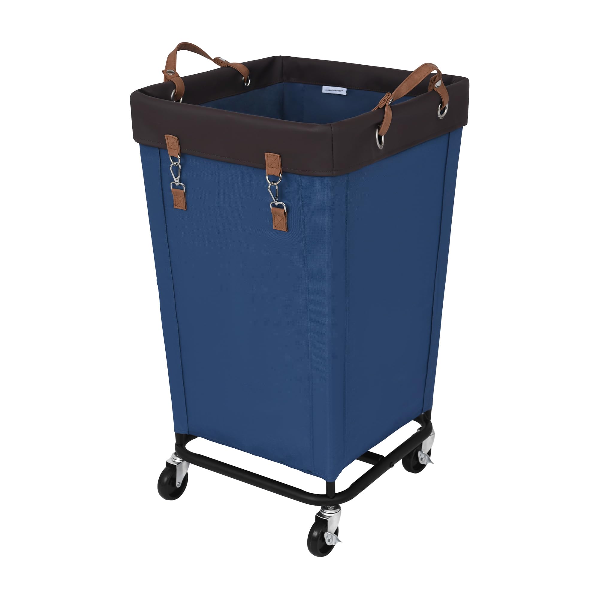 StorageWorks front view of rolling laundry basket showing capacity and convenience