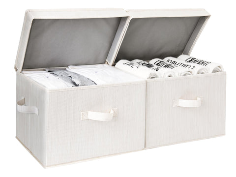 StorageWorks front view with lid showing neat, dust-free storage benefit