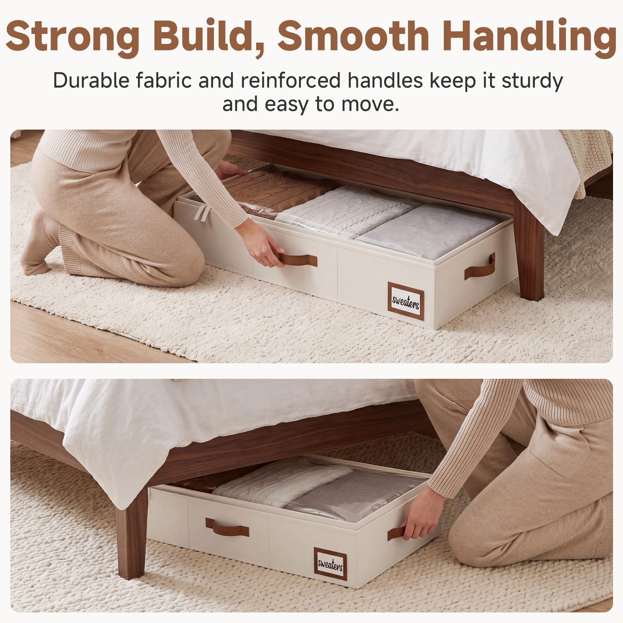 StorageWorks three-sided PU handles for easy pulling and carrying