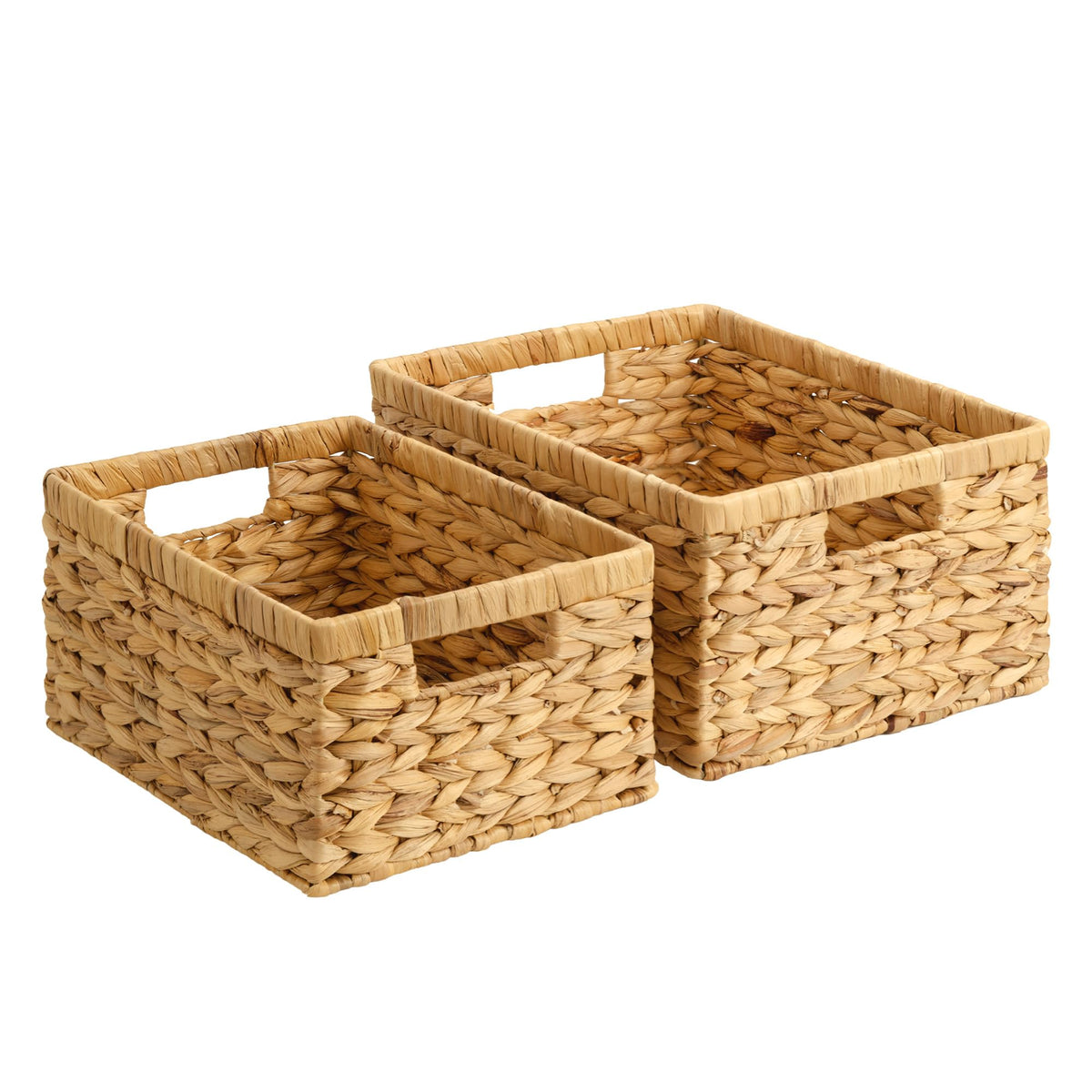 StorageWorks hyacinth baskets front view showing neutral decor benefit