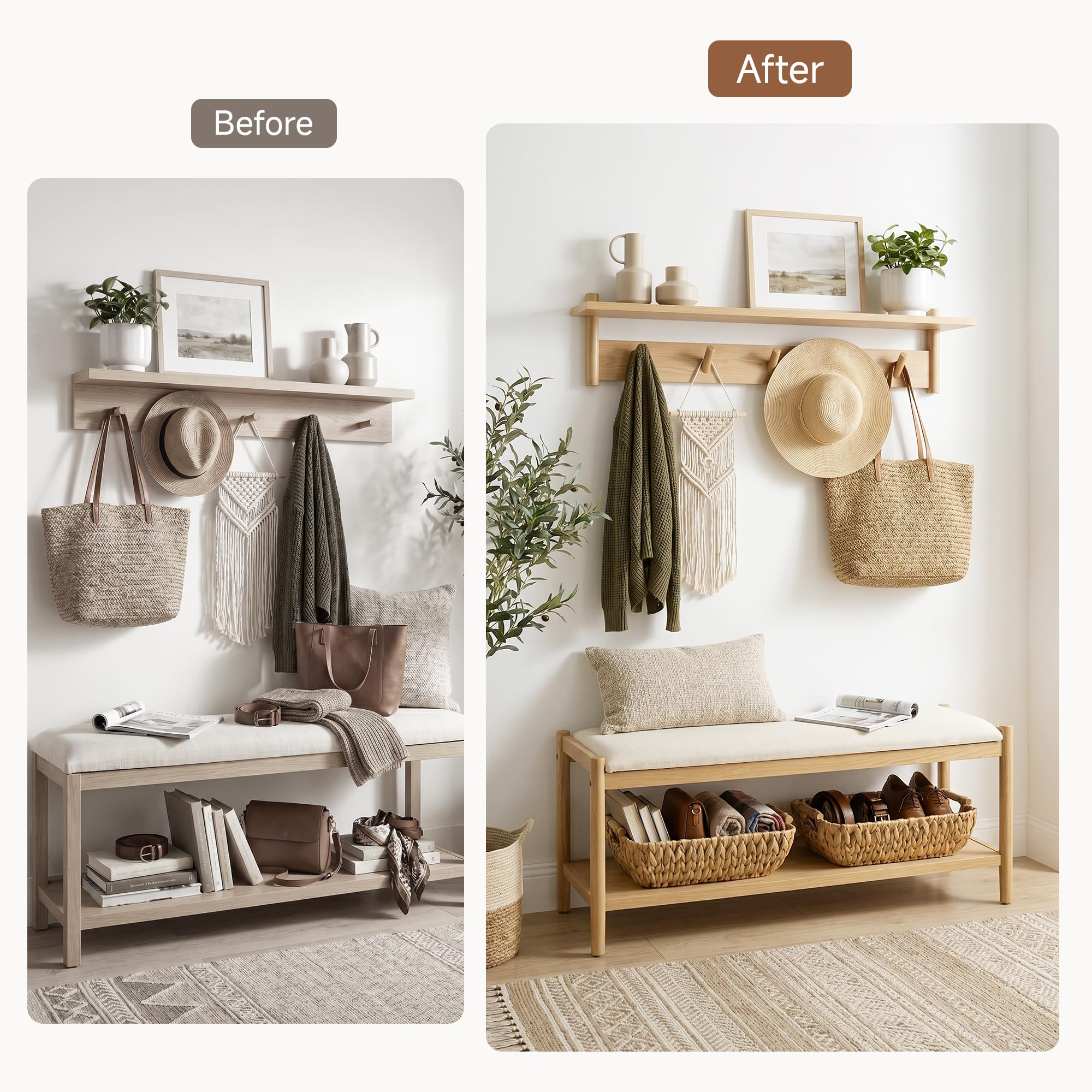 StorageWorks basket in living room storing throws and magazines for tidy decor