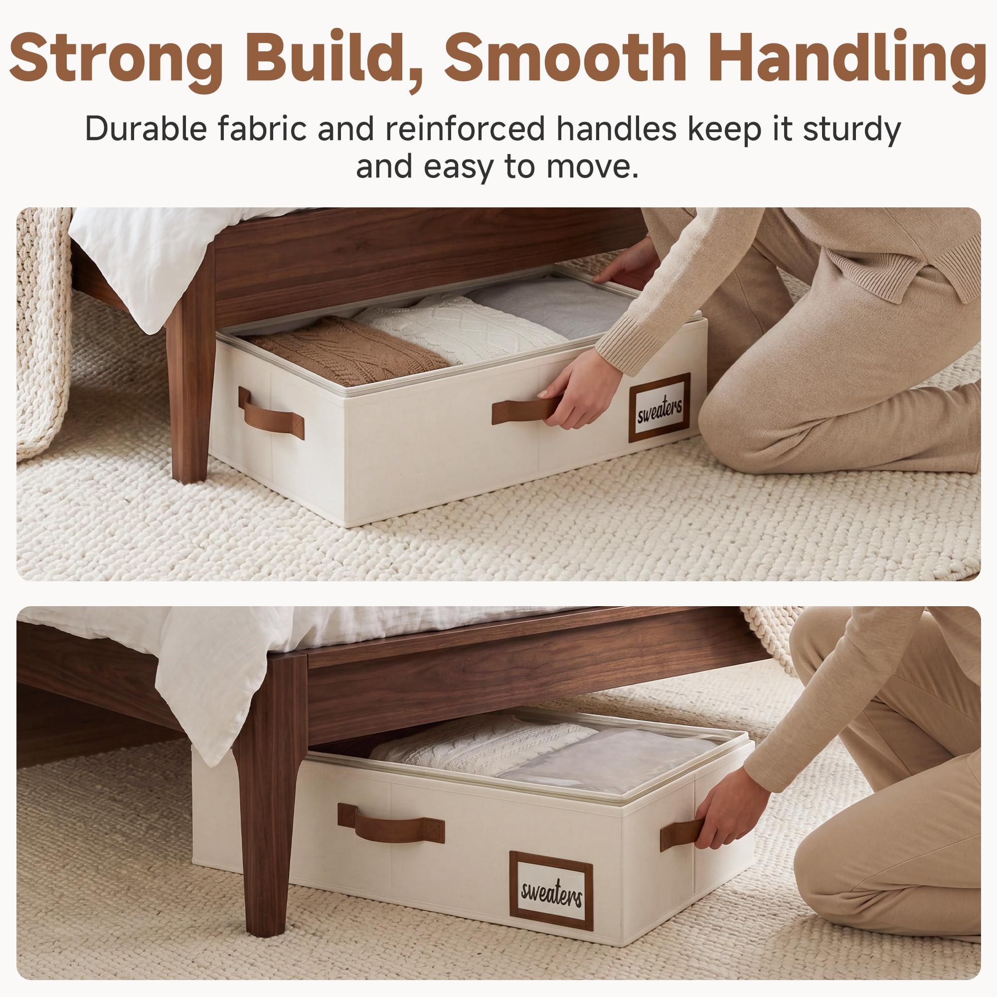 StorageWorks container slid under bed demonstrating space-saving benefit