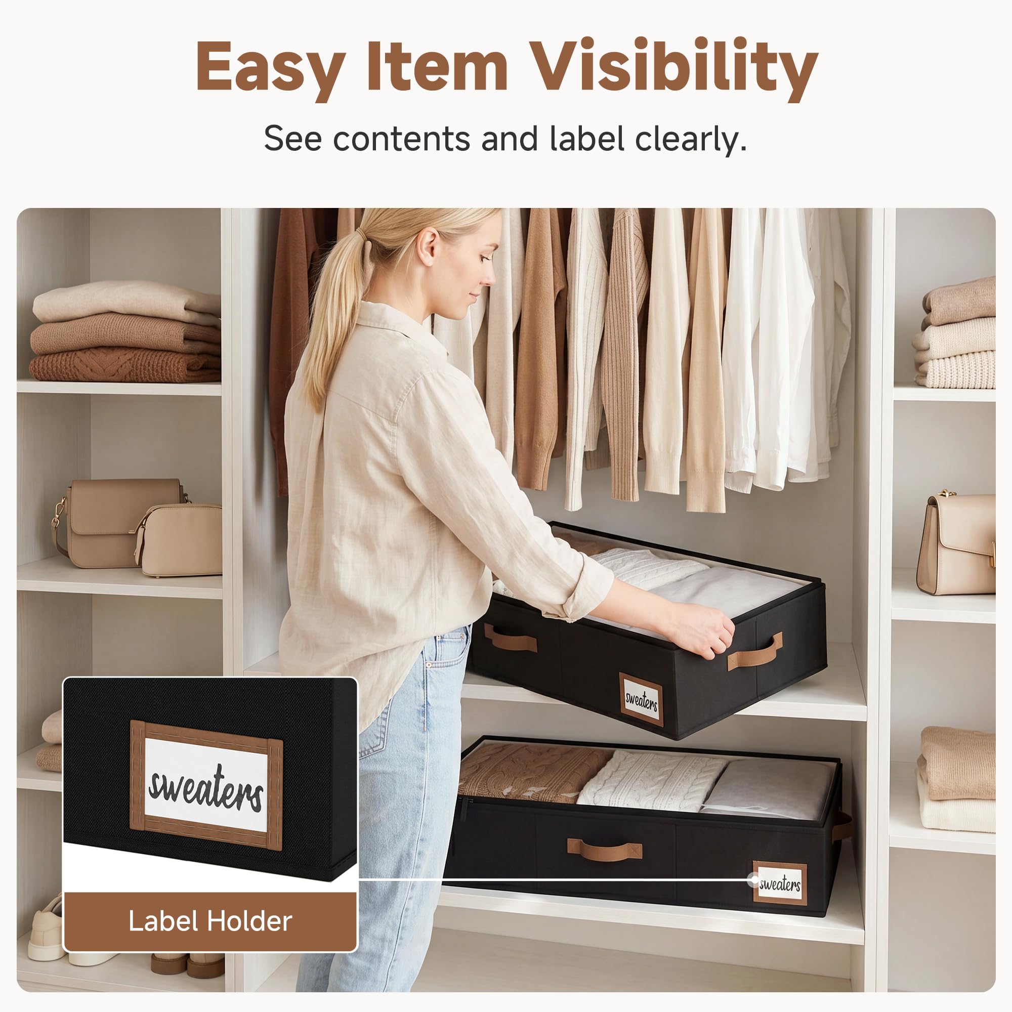 StorageWorks interior filled with folded clothes demonstrating 53L capacity