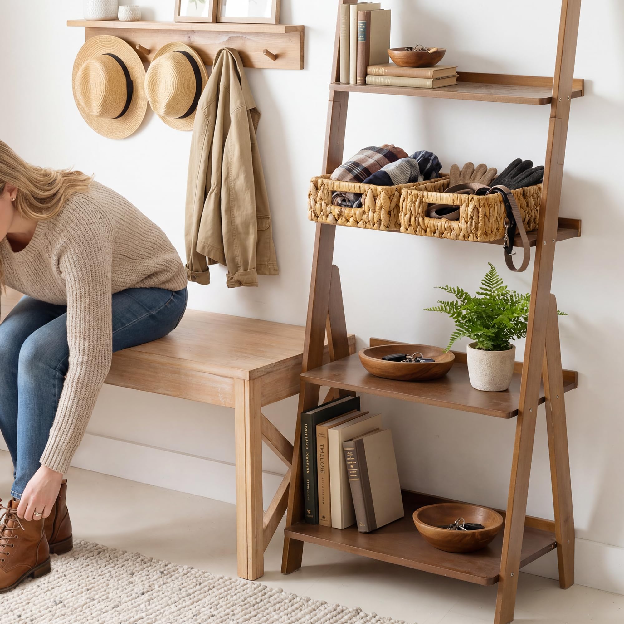 StorageWorks styled on a cozy open shelf adding warmth and organized decorative storage
