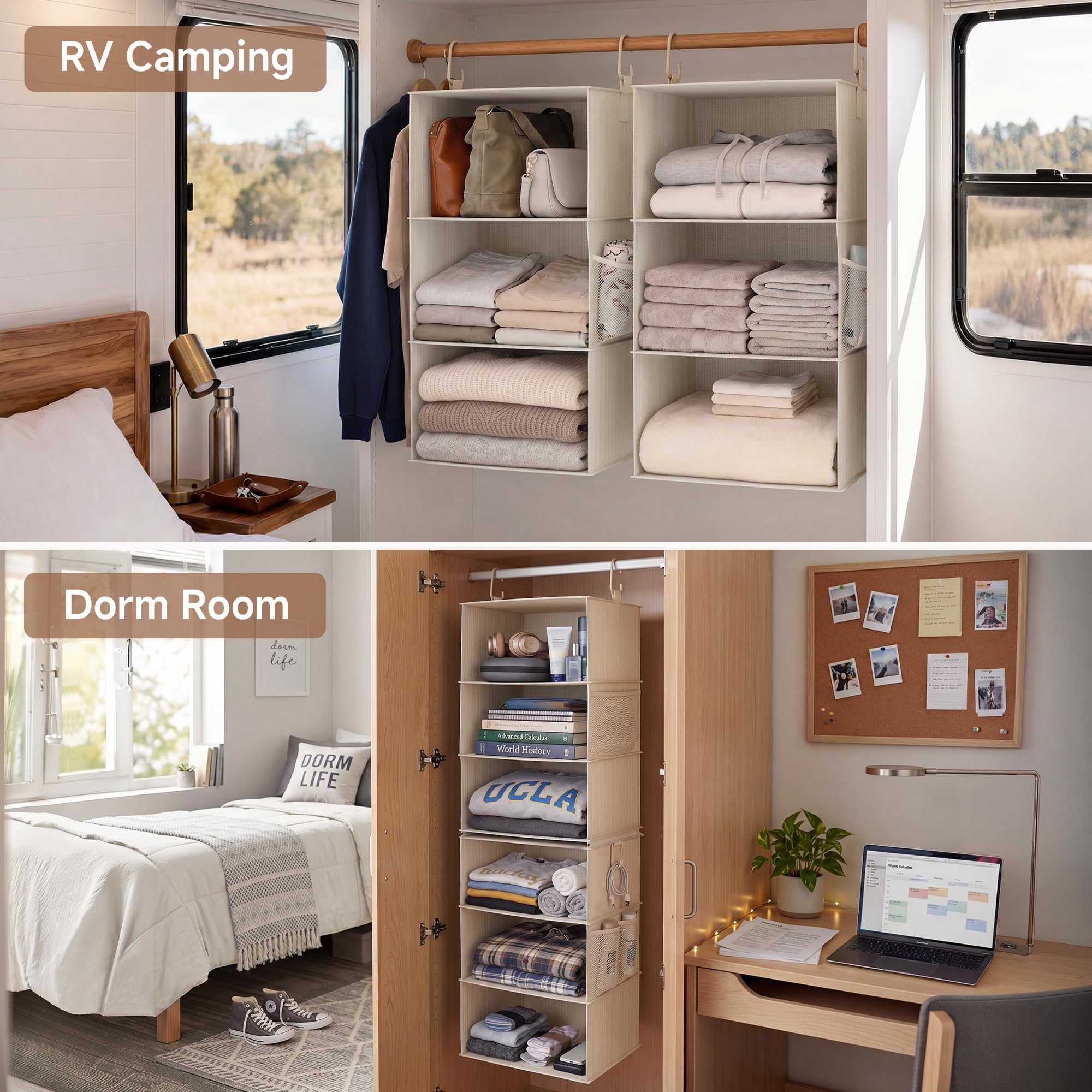 StorageWorks styled in a dorm room wardrobe, benefit: maximizes limited student space