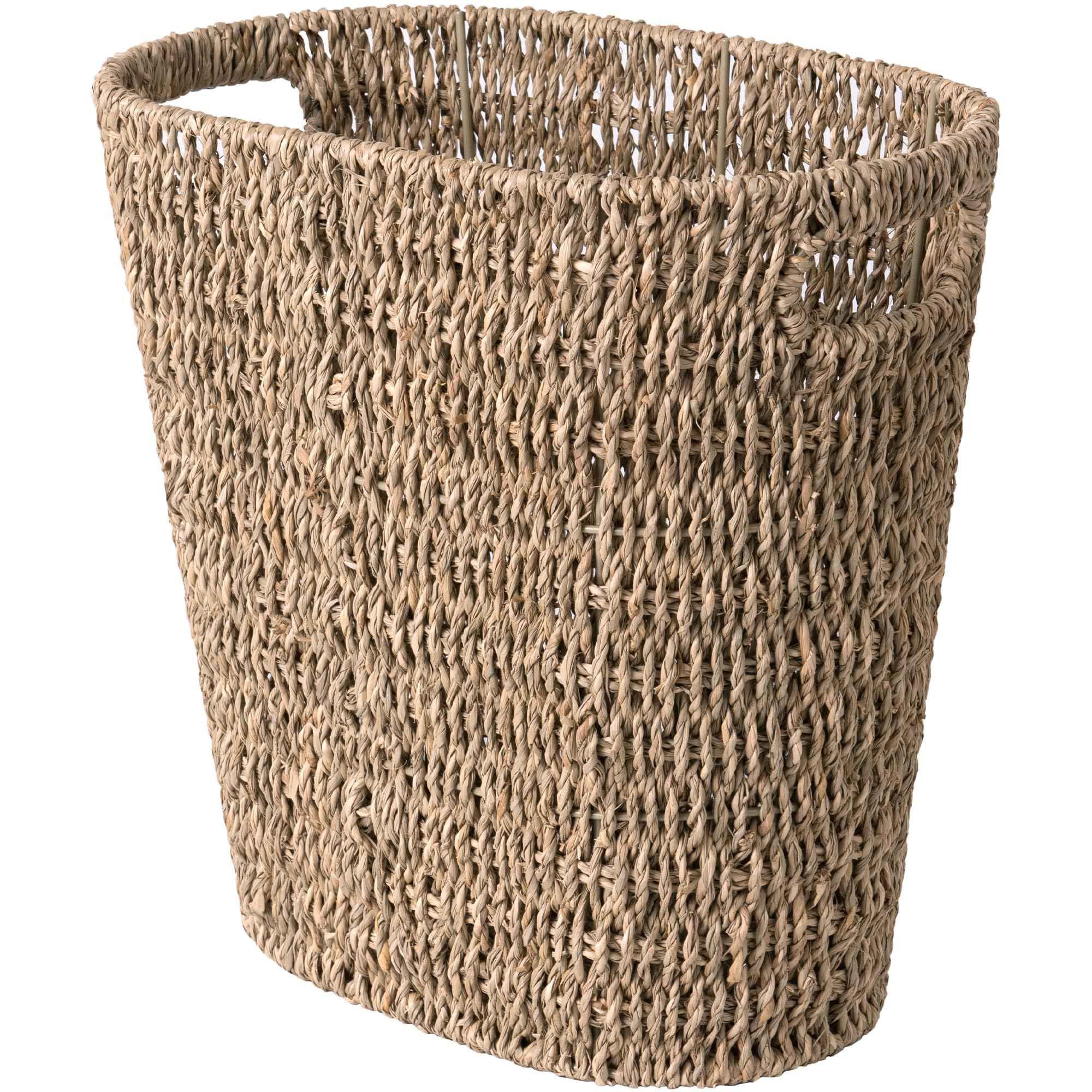 StorageWorks front view of seagrass trash can showing clean silhouette and functional design