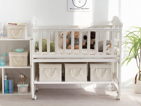 StorageWorks stacked bins on closet shelf maximizing vertical space