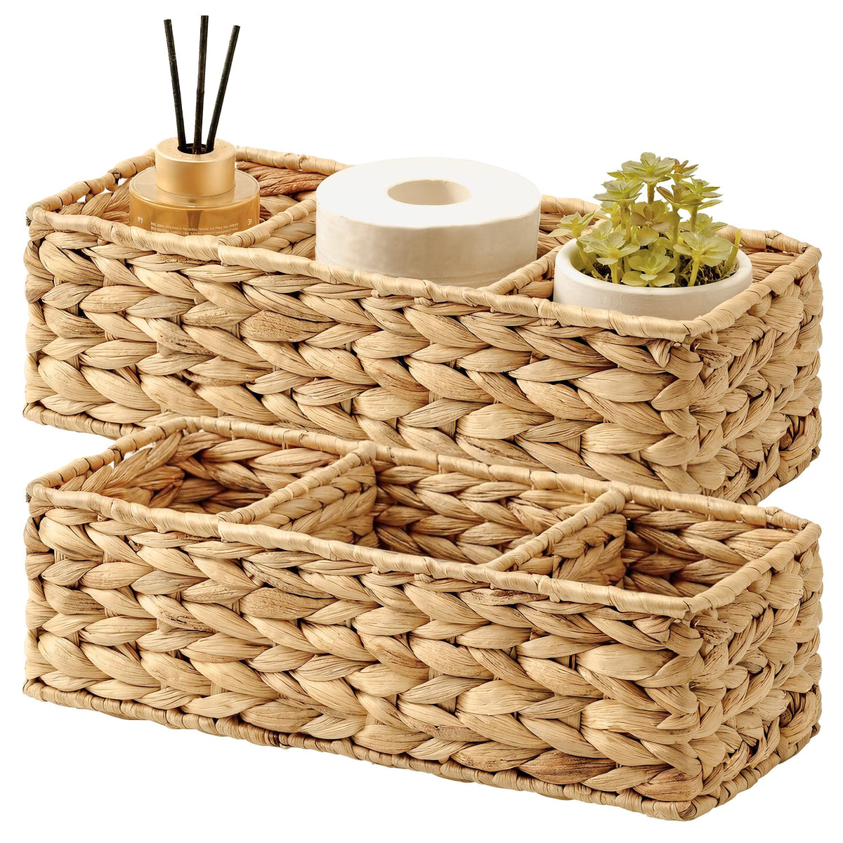 StorageWorks front view showing three compartments and neat organization benefit